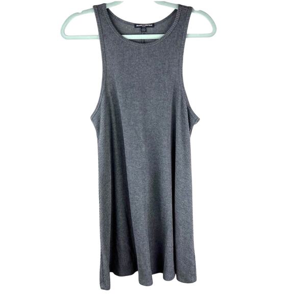 Brandy Melville Gray Ribbed Sleevless T-Shirt Dress OS Minimal Basic - Picture 1 of 7